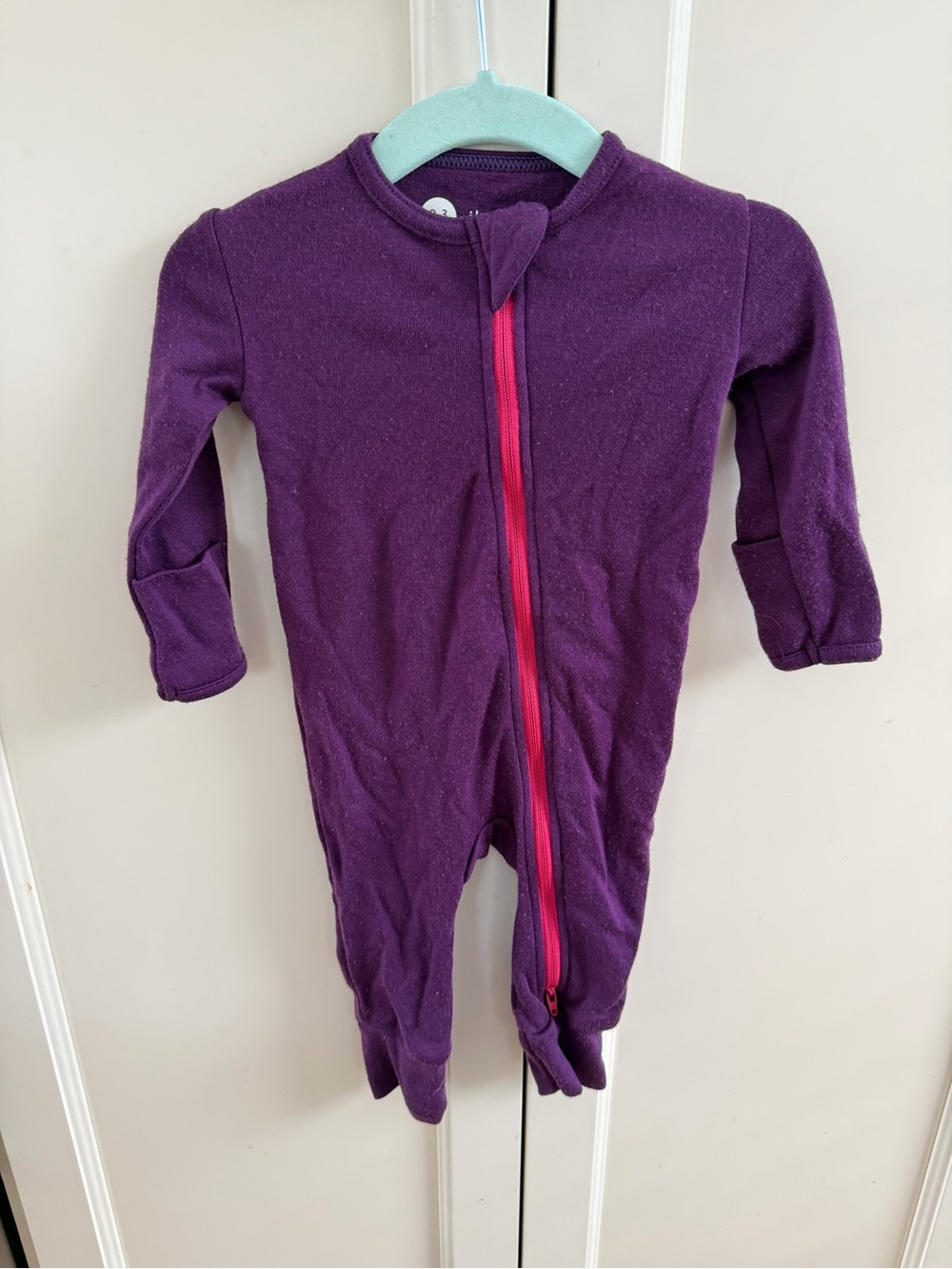 Iksplor 0-3m merino wool Purple Zip-Front Kids One-Piece base layer